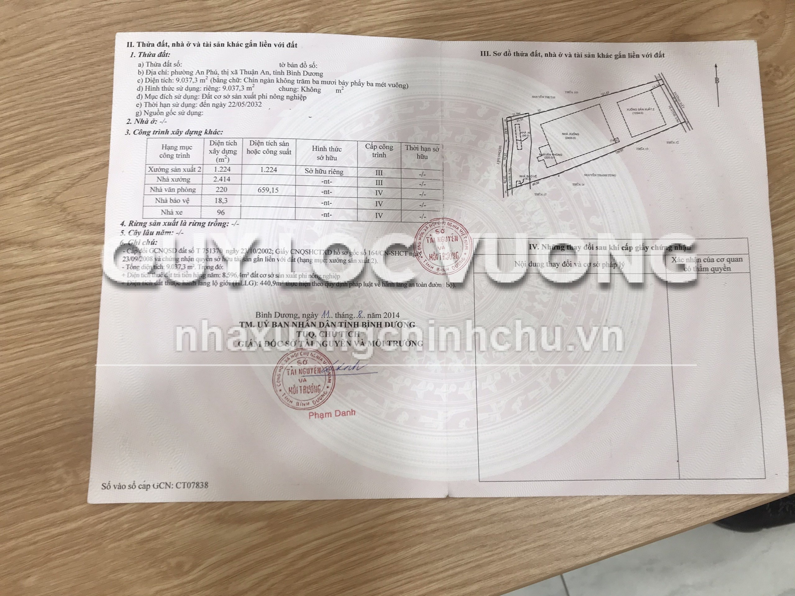 Bán xưởng sản xuất keo dán 9.037m2, Thuận An, Bình Dương, 8,5 triệu/m2